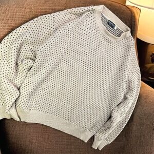 Vintage Stones Throw‎ Crewneck Sweater Mens L Beige Cotton Made In USA Patterned
